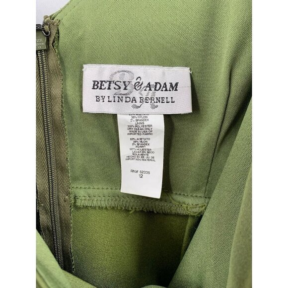 Vintage Y2K Betsy & Adam by Linda Bernell Green Satin Sheath Dress Size 12 - Picture 5 of 5